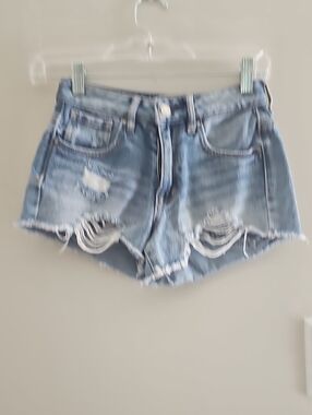 PacSun Festival Shorts Light Blue Distressed Denim Cutoff Shorts